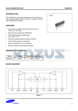 KA2224 datasheet - DUAL EQ AMP WITH ALC