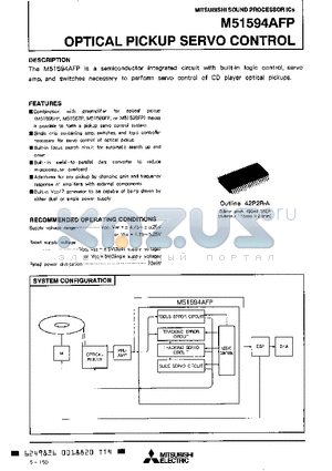 M51594AFP datasheet - OPTICAL PICKUP SERVO CONTROL