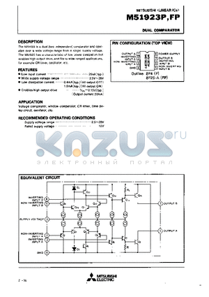 M51923 datasheet - DUAL COMPARATOR