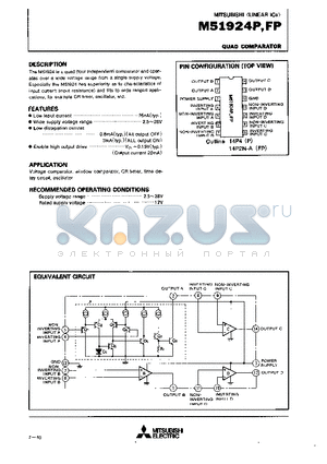 M51924P datasheet - QUAD COMPARATOR