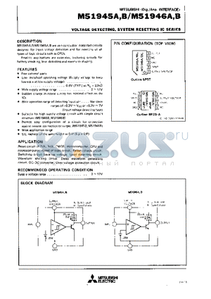 M51945A datasheet - VOLTAGE DETECTING, SYSTEM RESETTING IC SERIES