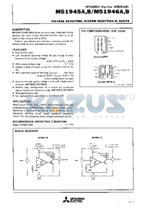 M51946B datasheet - VOLTAGE DETECTING, SYSTEM RESETTING IC SERIES