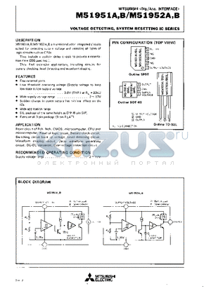M51951A datasheet - VOLTAGE DETECTING SYSTEM RESETTING IC SERIES
