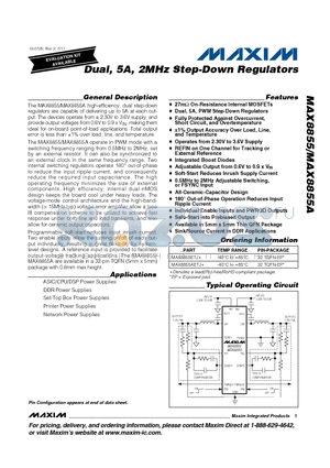MAX8855_11 datasheet - Dual, 5A, 2MHz Step-Down Regulators Integrated Boost Diodes