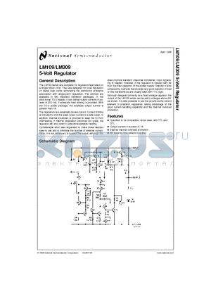 LM309H datasheet - 5-Volt Regulator