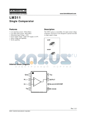 LM311 datasheet - Single Comparator