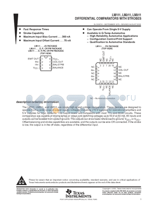 LM311 datasheet - DIFFERENTIAL COMPARATORS WITH STROBES