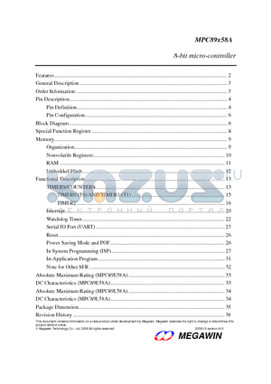 MPC89E58AP datasheet - 8-bit micro-controller