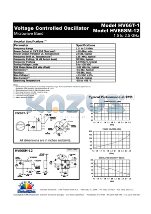 HV66SM-12 datasheet - Voltage Controlled Oscillator