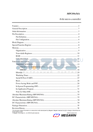 MPC89L54AE datasheet - 8-bit micro-controller