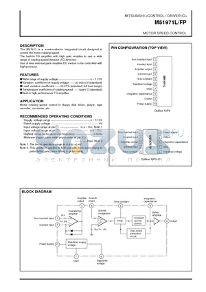 M51971FP datasheet - MOTOR SPEED CONTROL