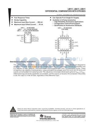 LM311D datasheet - DIFFERENTIAL COMPARATORS WITH STROBES