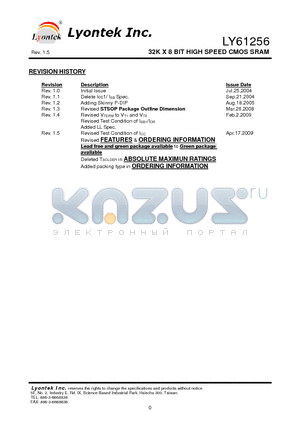 LY61256UL datasheet - 32K X 8 BIT HIGH SPEED CMOS SRAM