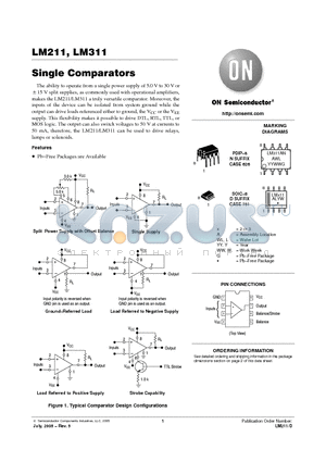 LM311DR2 datasheet - Single Comparators