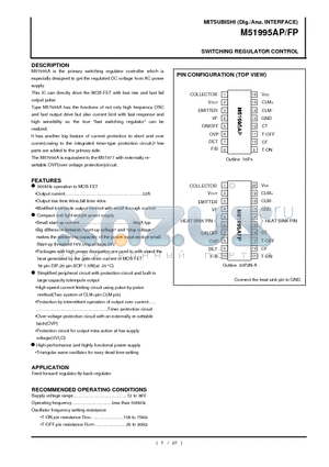 M51995 datasheet - SWITCHING REGULATOR CONTROL