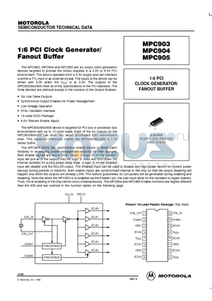 MPC904 datasheet - 1:6 PCI CLOCK GENERATOR/ FANOUT BUFFER