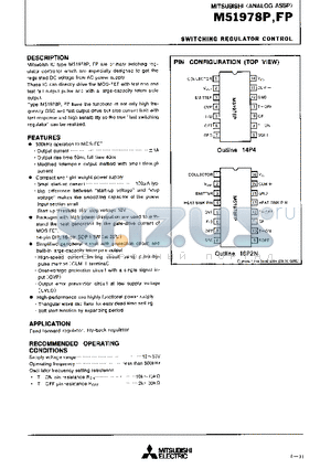 M51978P datasheet - SWITCHING REGULATOR CONTROL