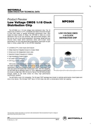 MPC909 datasheet - LOW VOLTAGE CMOS 1:18 CLOCK DISTRIBUTION CHIP