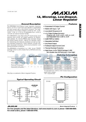 MAX8869 datasheet - 1A, MicroCap, Low-Dropout, Linear Regulator