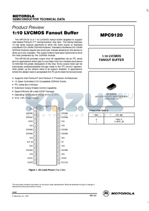 MPC9120 datasheet - 1:10 LVCMOS FANOUT BUFFER
