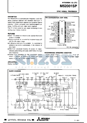 M52001SP datasheet - SYNC SIGNAL PROCESSOR