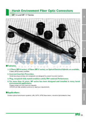 MF14B-WRB01-0200 datasheet - Harsh Environment Fiber Optic Connectors