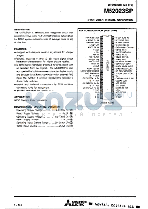 M52023SP datasheet - NTSC VIDEO CHROMA DEFLECTION