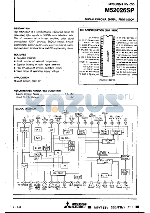 M52026SP datasheet - SECAM CHROMA SIGNAL PROCESSOR