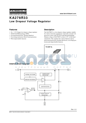 KA278R33 datasheet - Low Dropout Voltage Regulator