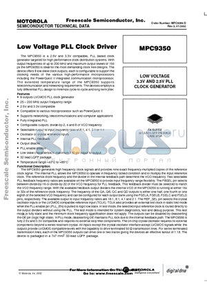 MPC9350 datasheet - LOW VOLTAGE PLL CLOCK DRIVER