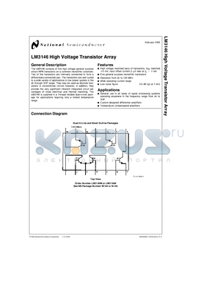 LM3146N datasheet - LM3146 High Voltage Transistor Array