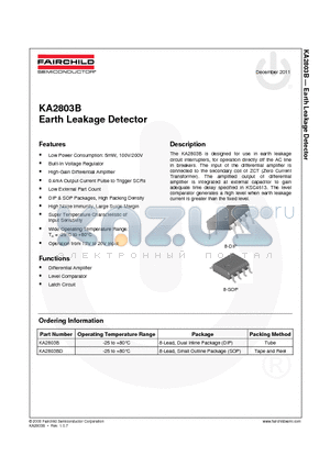 KA2803BD_11 datasheet - Earth Leakage Detector
