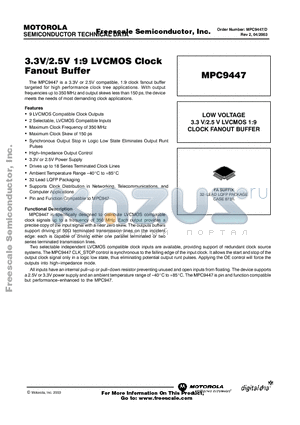 MPC9447 datasheet - 3.3V/2.5V 1:9 LVCMOS Clock Fanout Buffer