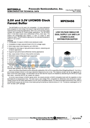 MPC9456FA datasheet - 2.5V AND 3.3V LVCMOS CLOCK FANOUT BUFFER