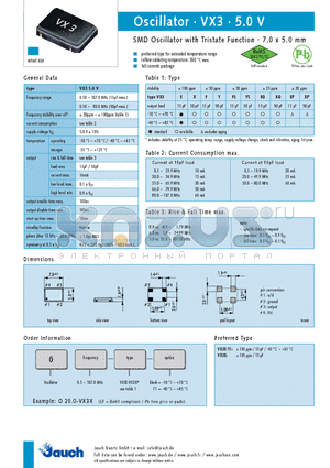 O30.0-VX3E datasheet - SMD Oscillator with Tristate Function