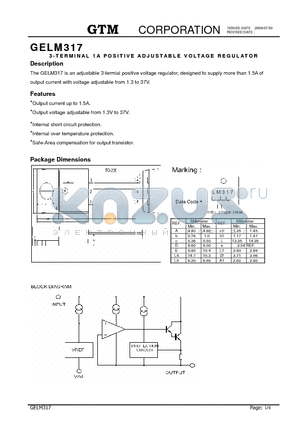 LM317 datasheet - 3-TERMINAL 1A POSITIVE ADJUSTABLE VOLTAGE REGULATOR