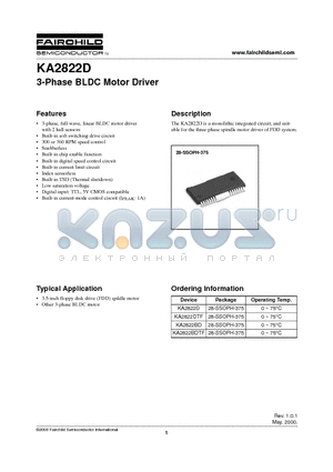 KA2822DTF datasheet - 3-Phase BLDC Motor Driver