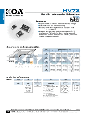 HV732ATTE1004G datasheet - flat chip resistors for high voltage