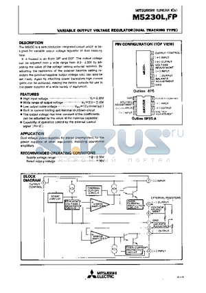 M5230FP datasheet - VARIABLE OUTPUT VOLTAGE REGULATOR(DUAL TRACKING TYPE)