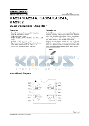 KA2902 datasheet - Quad Operational Amplifier