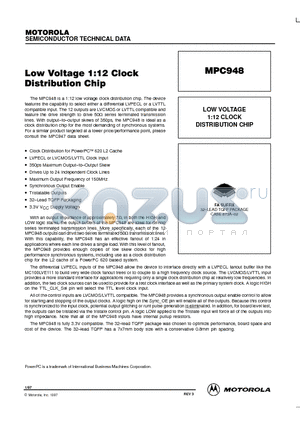 MPC948 datasheet - LOW VOLTAGE 1:12 CLOCK DISTRIBUTION CHIP