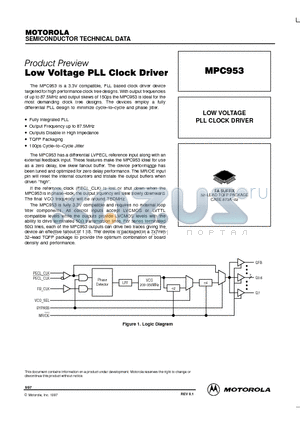 MPC953 datasheet - LOW VOLTAGE PLL CLOCK DRIVER