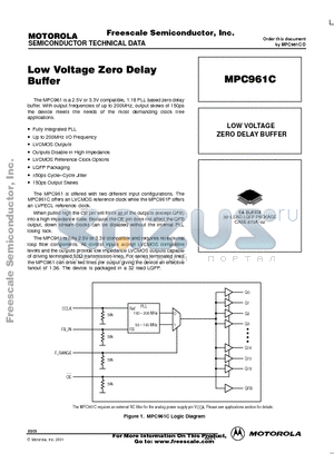 MPC961C datasheet - LOW VOLTAGE ZERO DELAY BUFFER