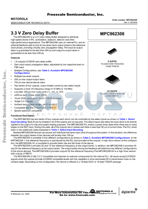MPC962308D-1R2 datasheet - 3.3 V Zero Delay Buffer