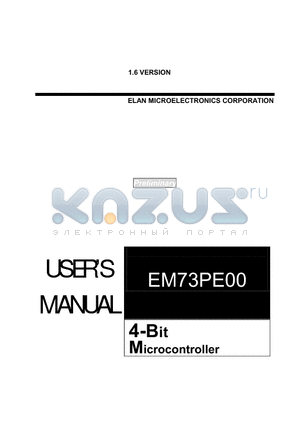 EM73PE00 datasheet - 4-BIT MICROCONTROLLER