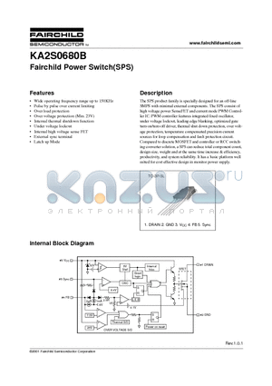 KA2S0680B datasheet - Fairchild Power Switch(SPS)
