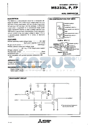 M5233L datasheet - DUAL COMPARATOR