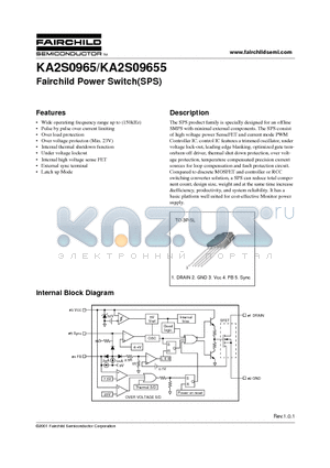 KA2S0965-TU datasheet - Fairchild Power Switch(SPS)