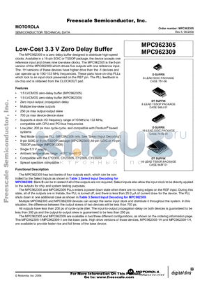 MPC962309D-1 datasheet - Low-Cost 3.3 V Zero Delay Buffer