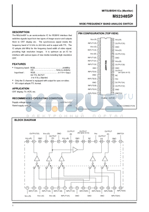 M52348SP datasheet - WIDE FREQUENCY BAND ANALOG SWITCH